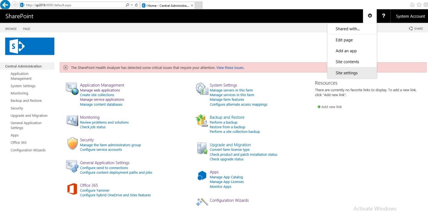 Activation of durable links in Sharepoint 2016