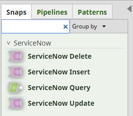 ServiceNow snaps in SnapLogic