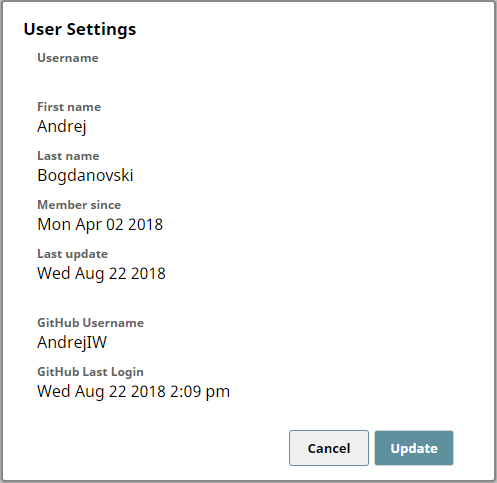 open the user settings and they will be updated with Github Username