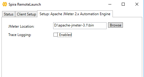 In the JMeter Location field, enter the location to the JMeter bin folder