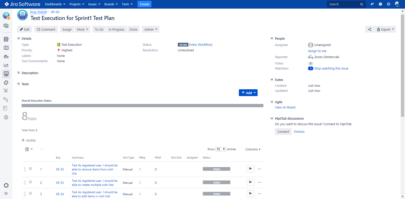 Sample Xray Test Execution