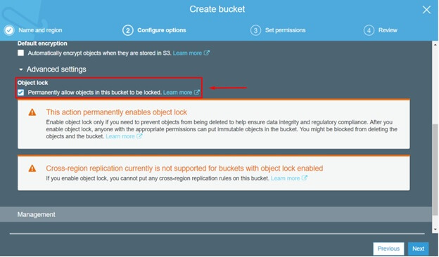 In order to use S3 Object Lock, you first have to enable Object Lock for a bucket