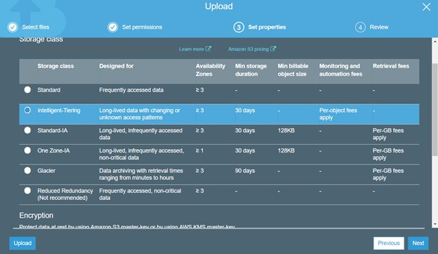 You can simply choose the new storage class when you upload objects to S3