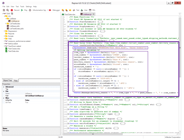 There are Rapise functions to easily read from and write to excel files