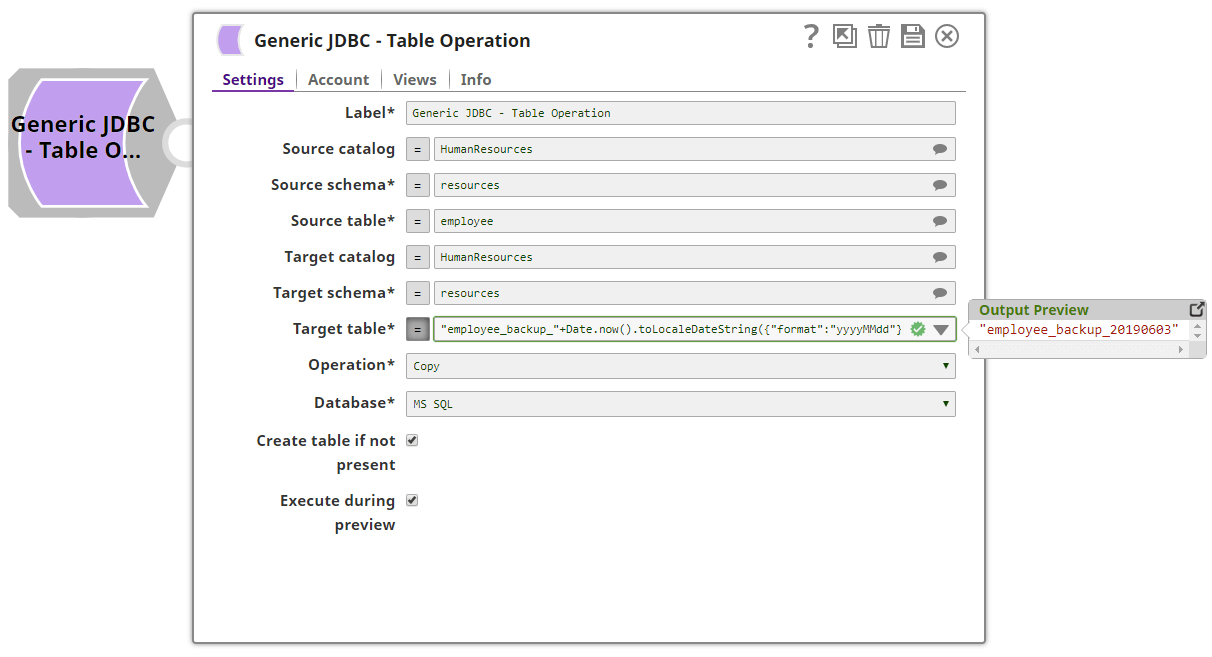 Figure 9 Create a backup table