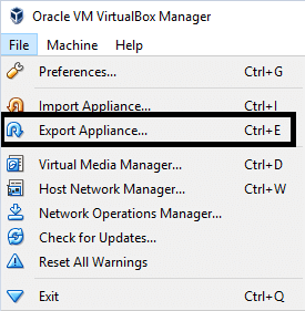 Click on the File > Export Appliance