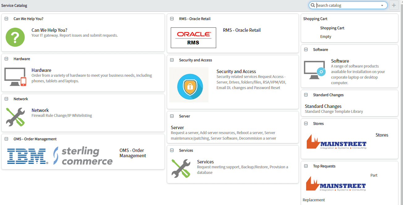 ServiceNow platform - Service Catalog