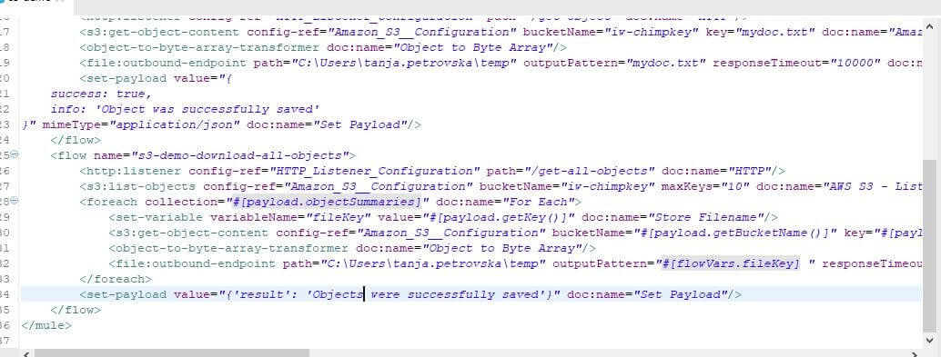 Figure 12 - xml representation for the second flow