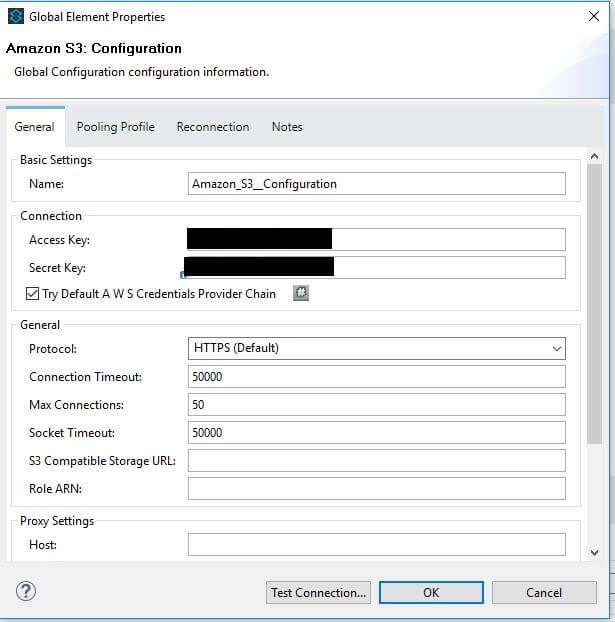 Figure 2 - AWS S3 Configuration