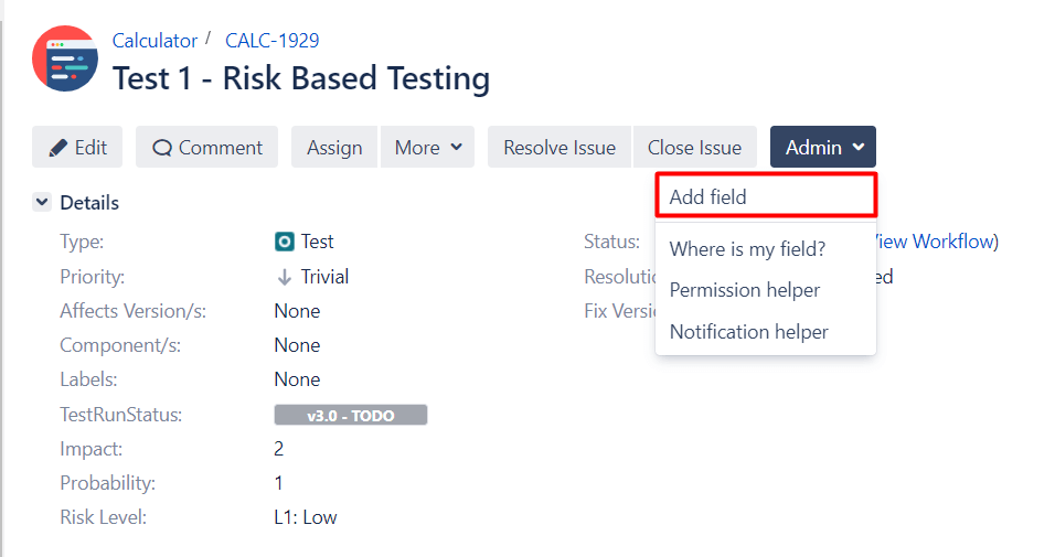 Add custom fields directly from the Test screen