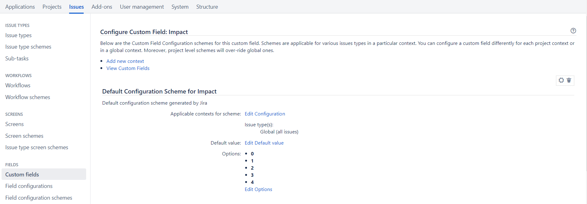 Configure Custom Field for Impact and Probability