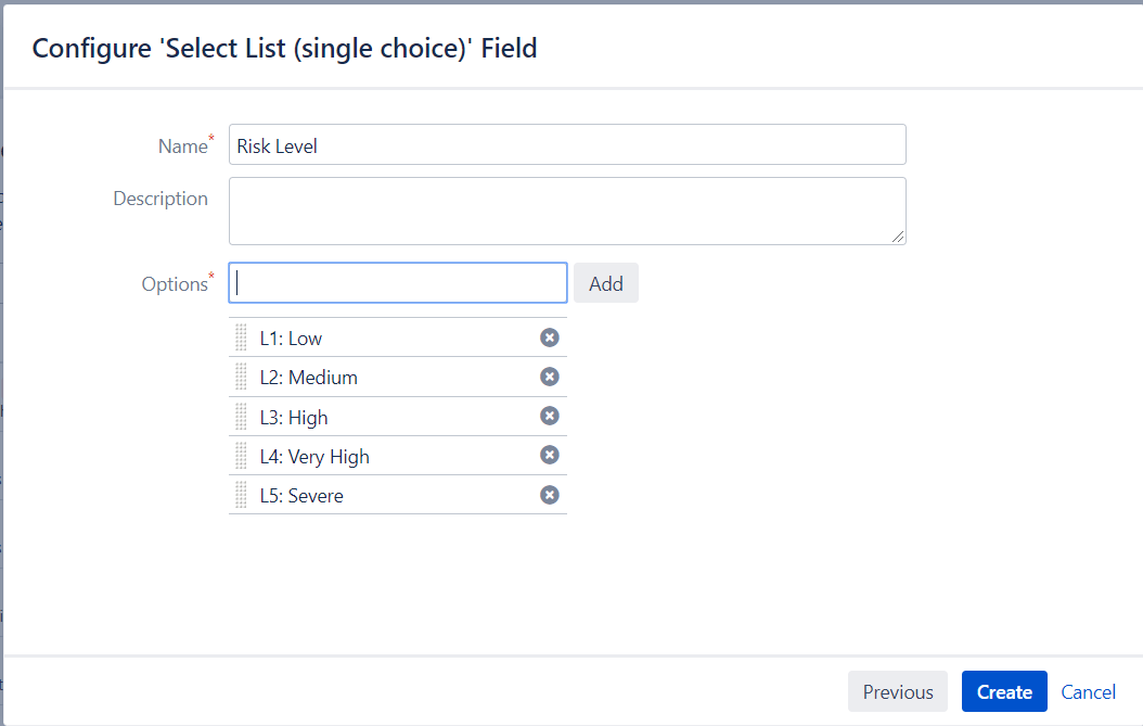 Configure Custom Field for Risk Level