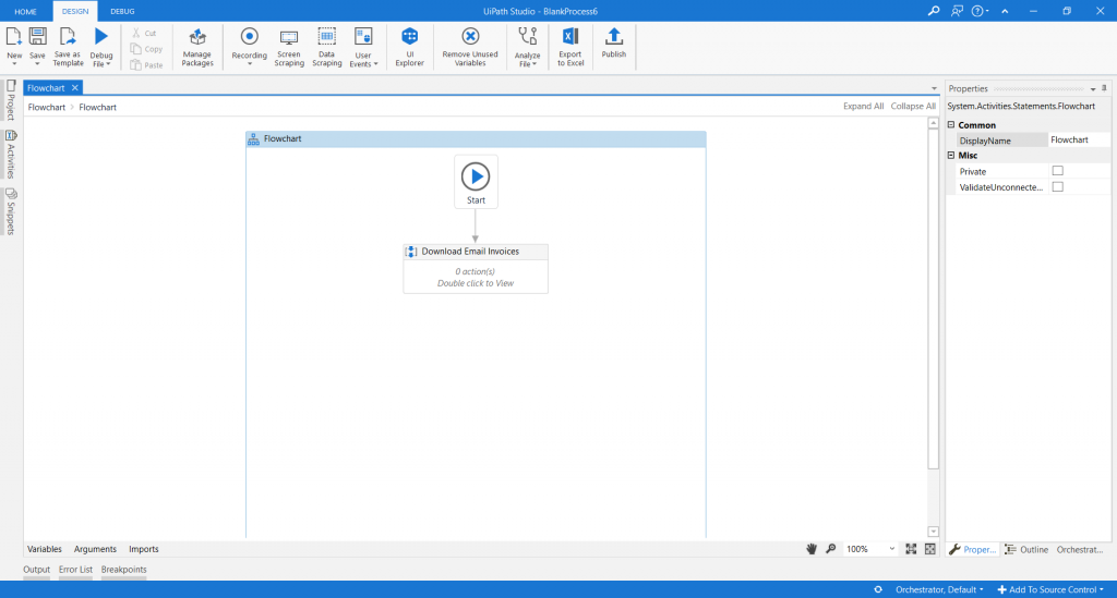 (Figure 1: Flowchart in UiPath)