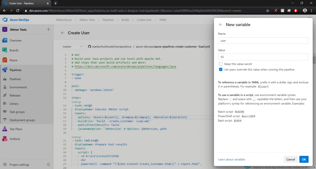 Picture 11. Setting the variable