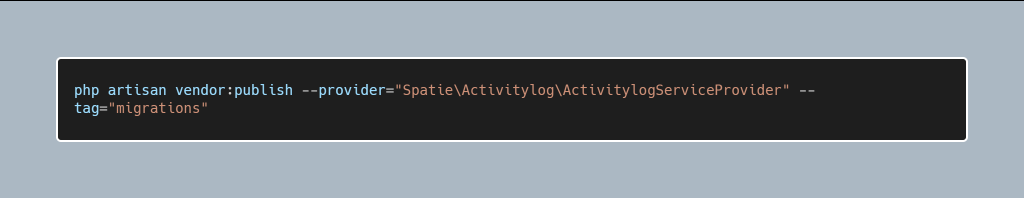 Publish the migration, create table activity_log and publish the config file