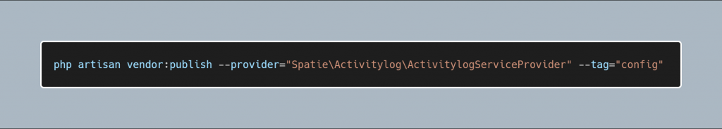 Publish the migration, create table activity_log and publish the config file