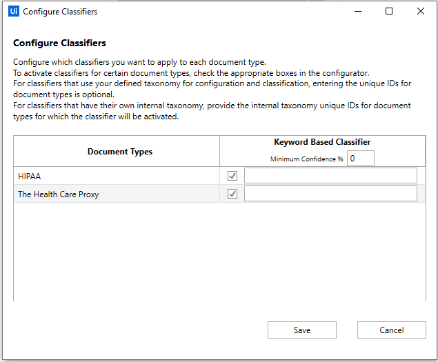 Configure Classifiers