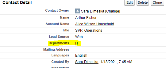 contact detail fields