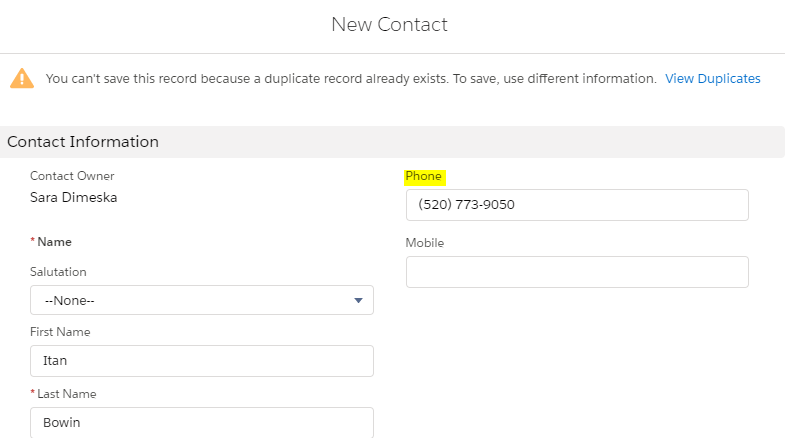 new contact table