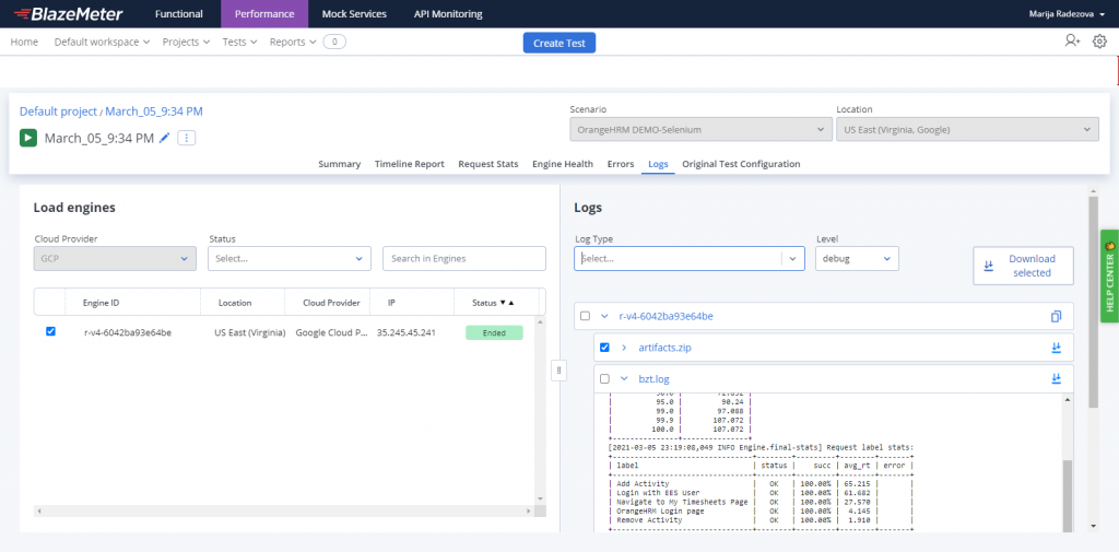 Ability to download bzt.log and artifacts.zip from the Logs screen