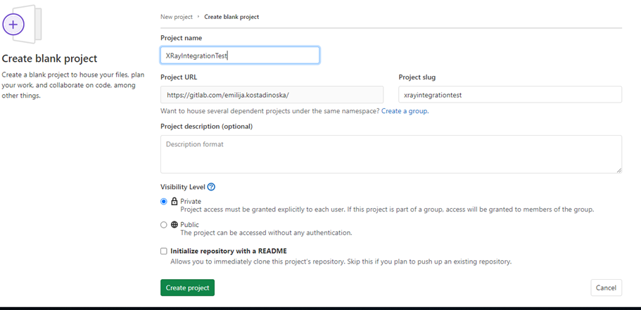  Create blank project in GitLab