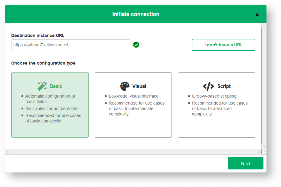 Choose the configuration types of connections