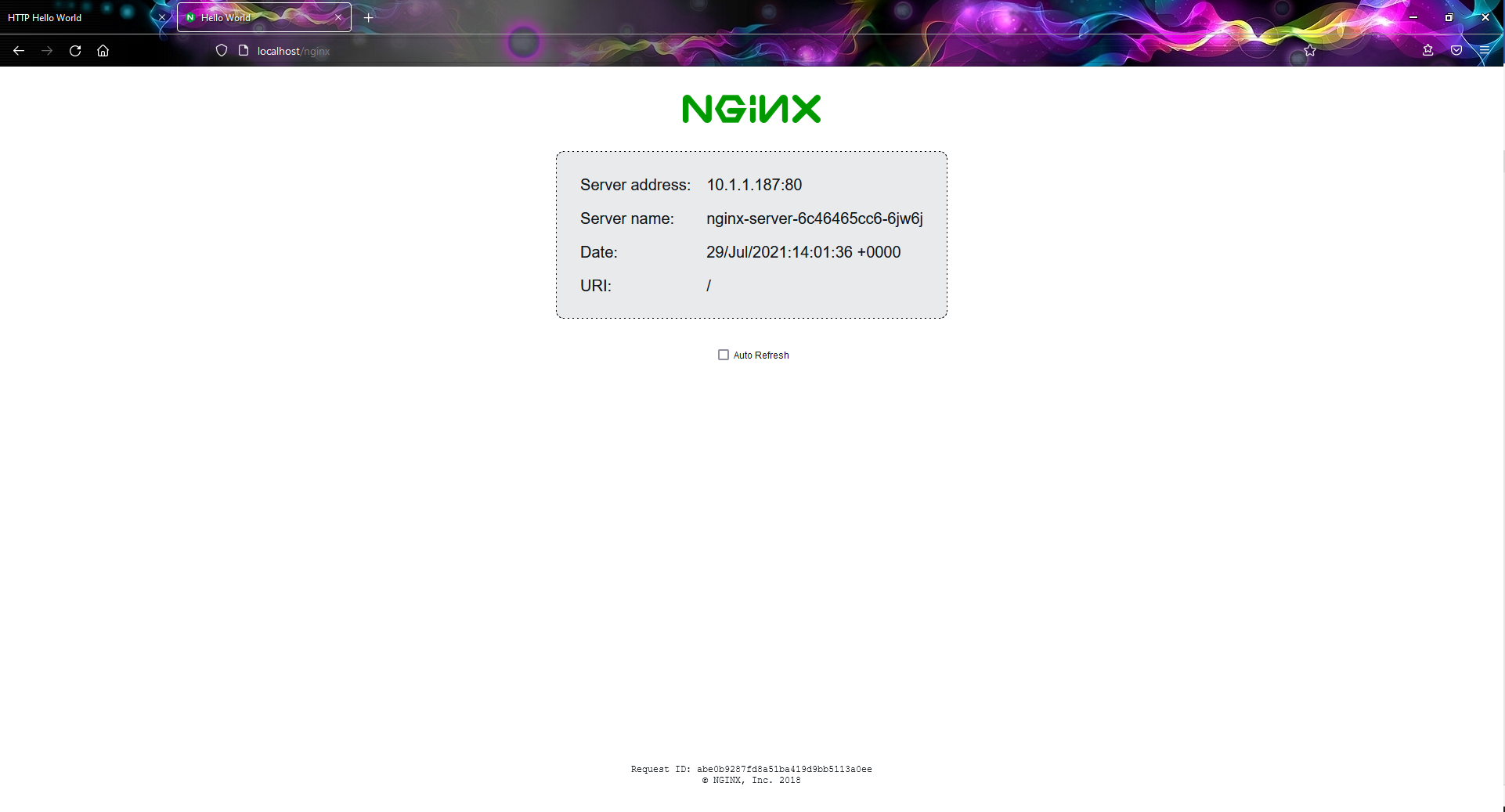 Nginx is serving the response for http://localhost/nginx