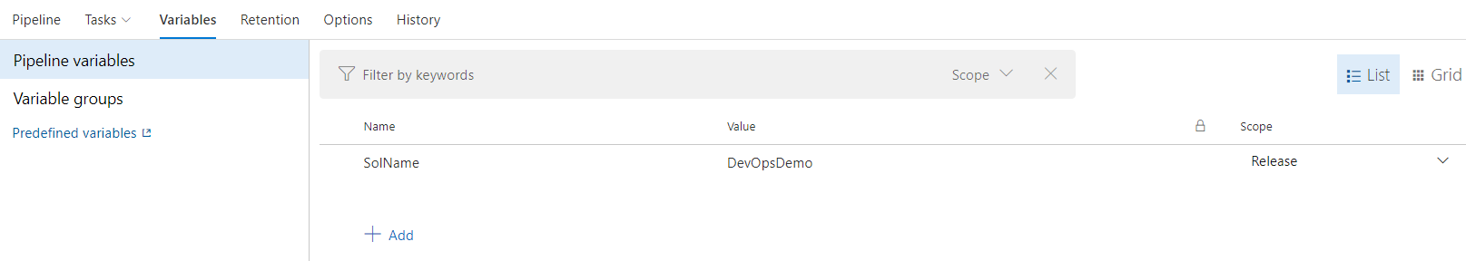 Azure DevOps task tab