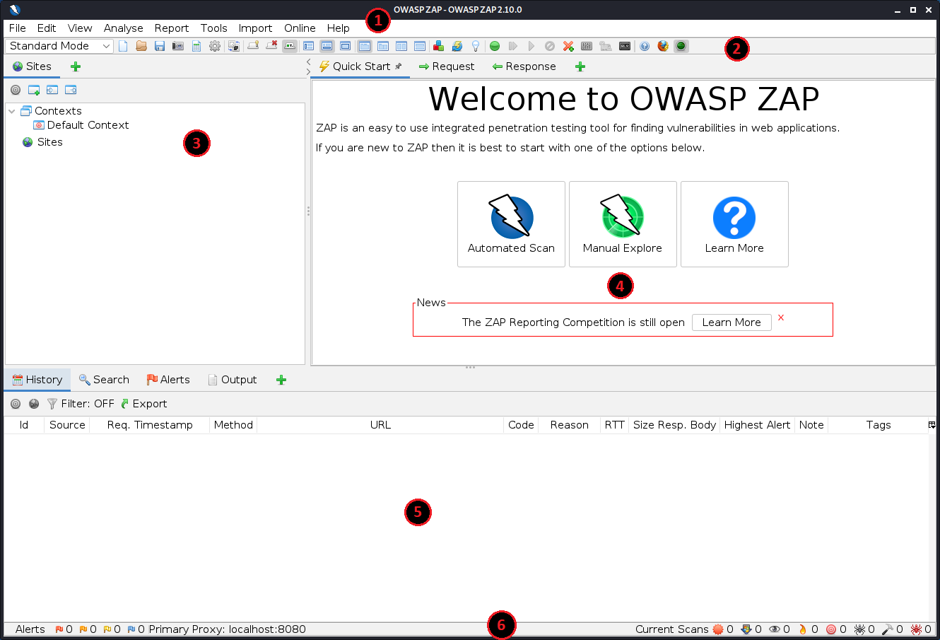 OWASP ZAP screen