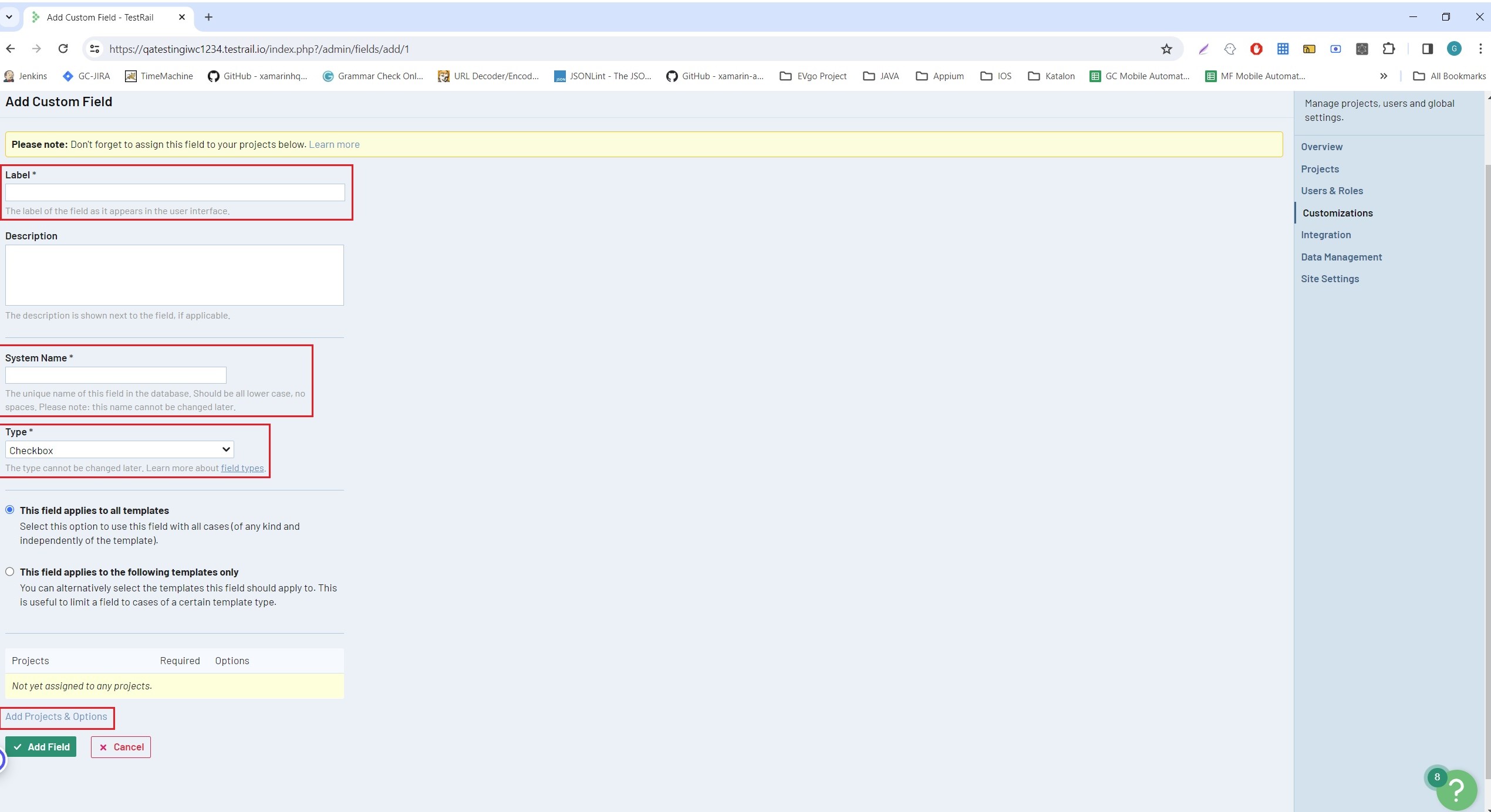 configure the automation_id field, to do that navigate to Administration