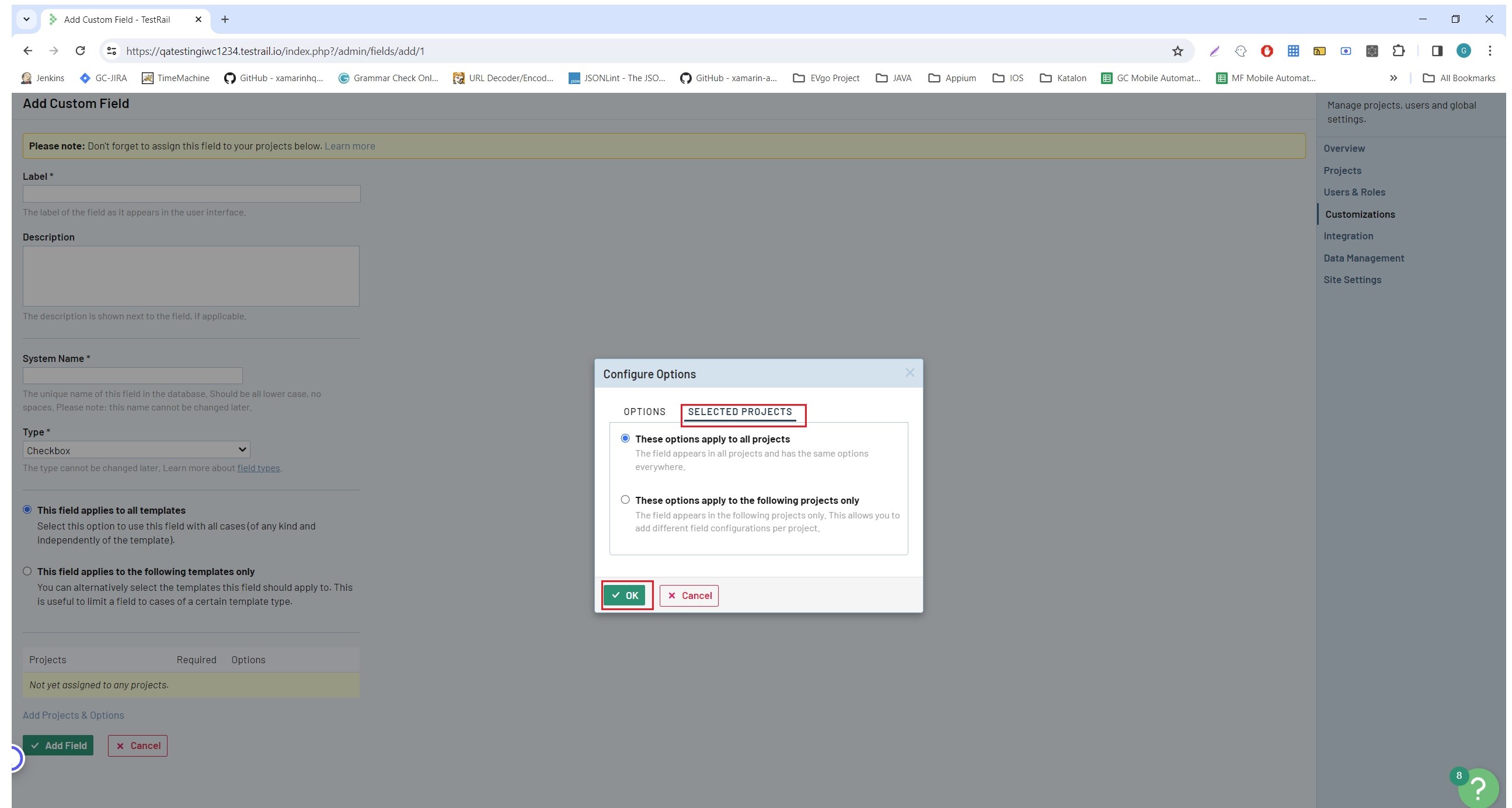 configure the automation_id field, to do that navigate to Administration