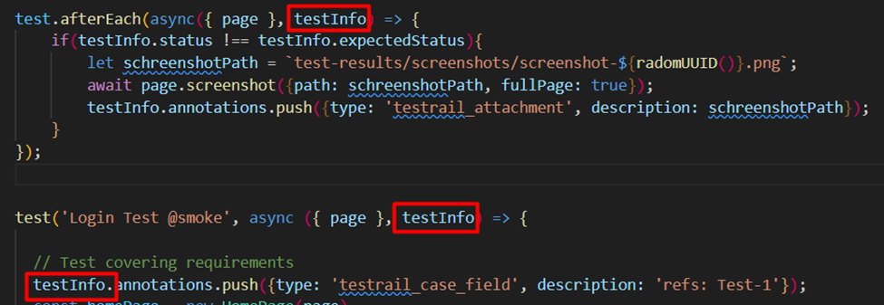 inject the testInfo object to have access to the annotations