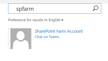 Search for SharePoint Farm Account