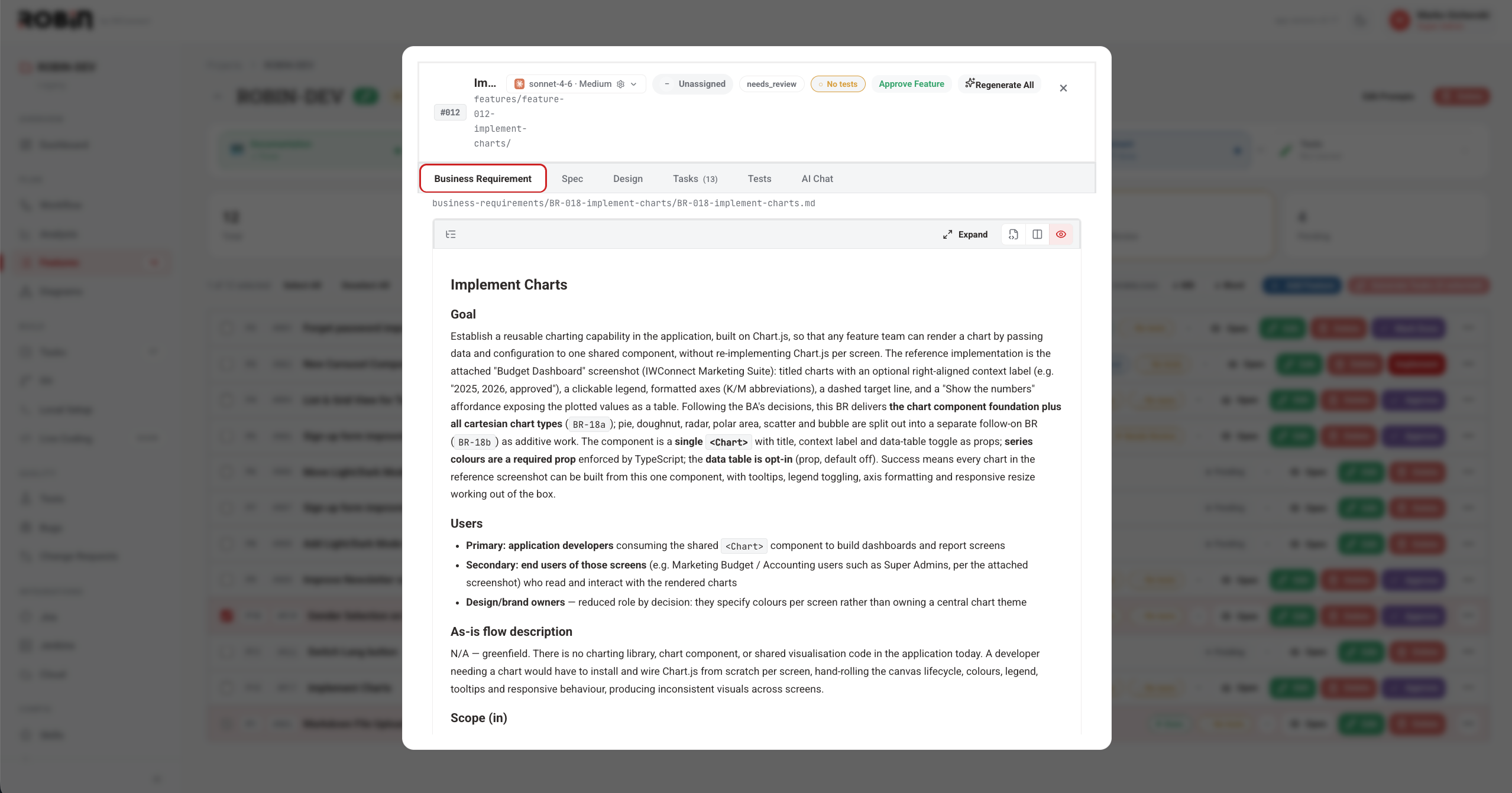 Robin project onboarding screen