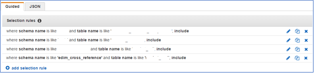 Table mappings section