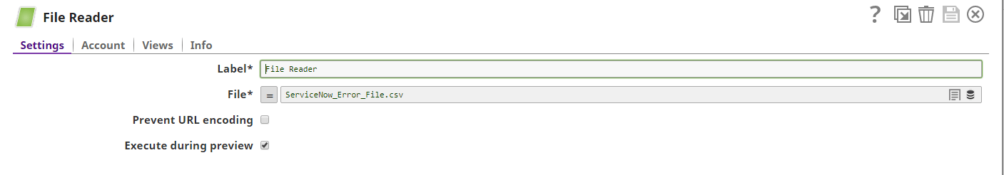 File reader snap preview where we are reading an error file