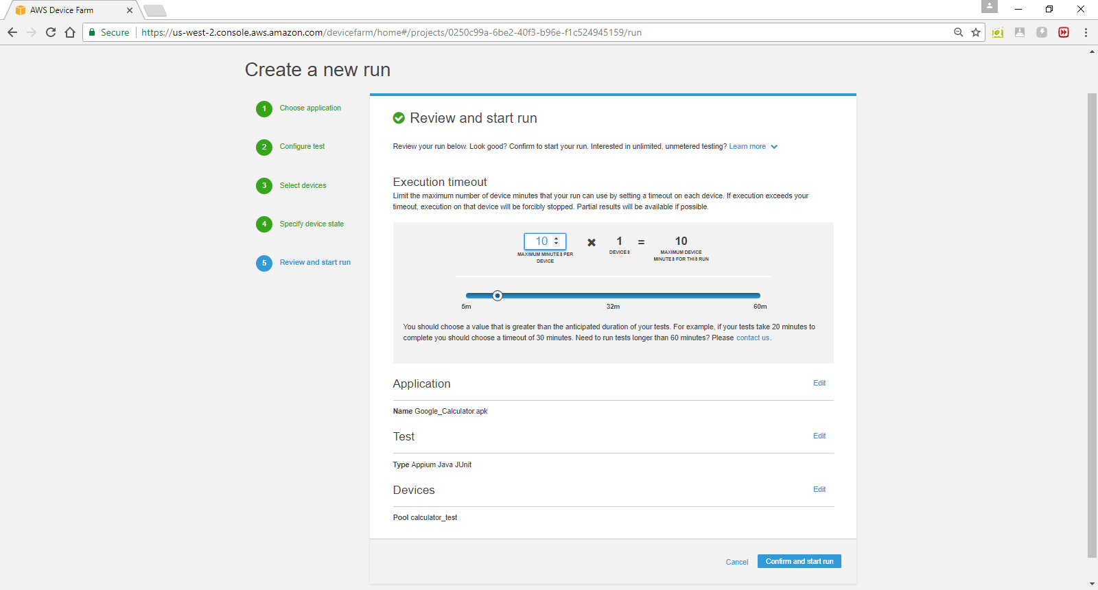 Review and start run