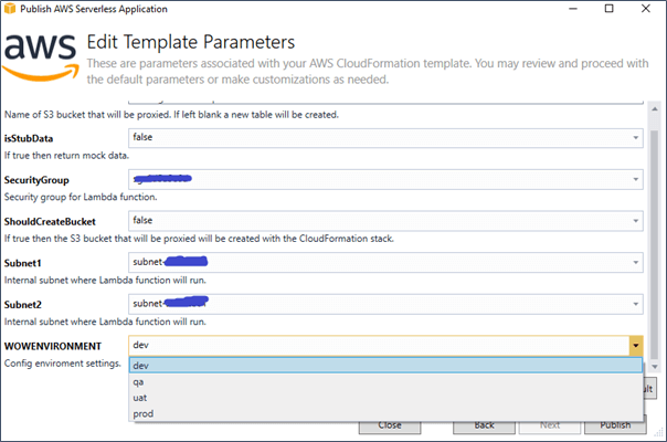 Editing template parameters