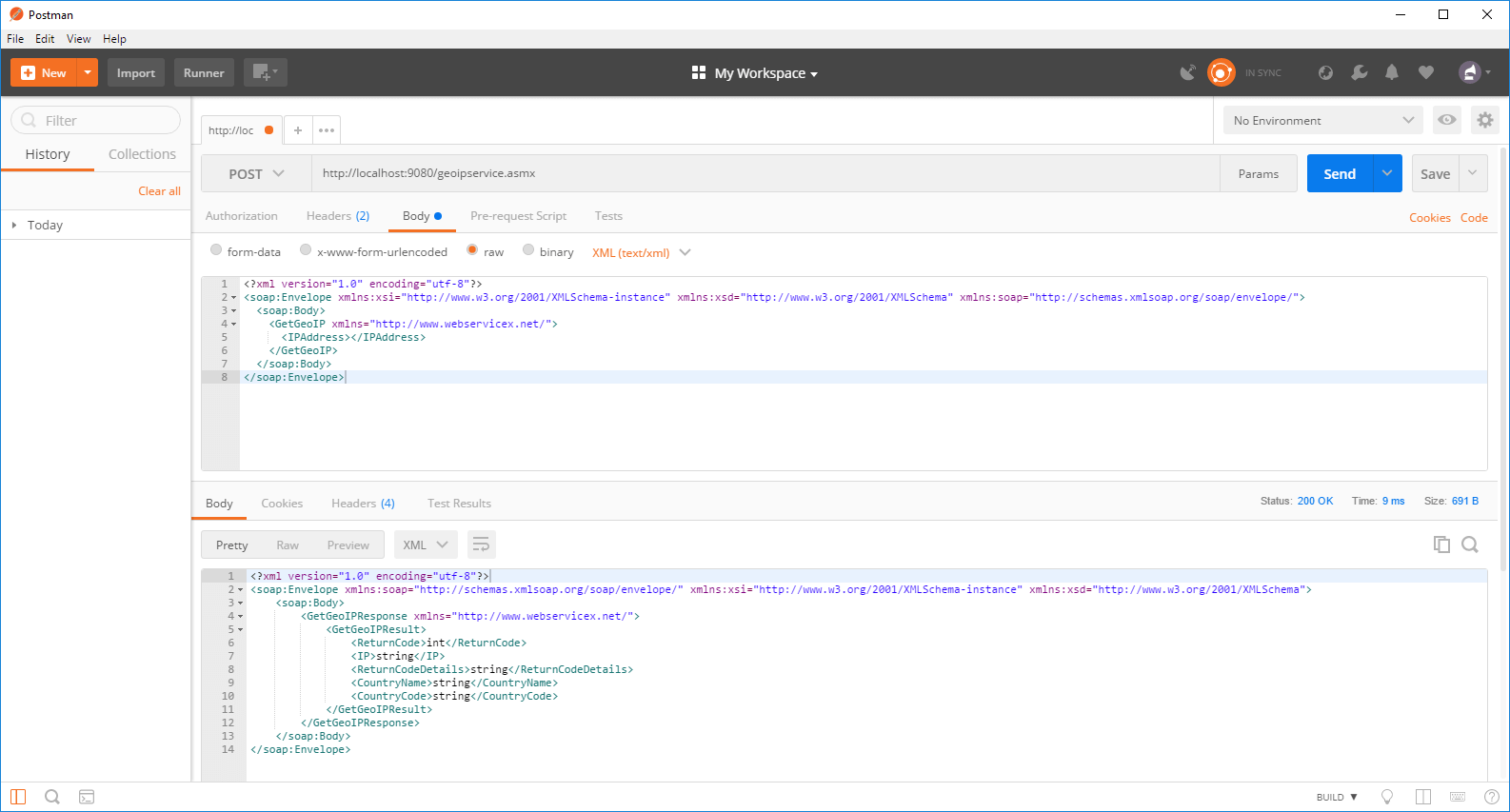 Testing created virtual asset using Postman