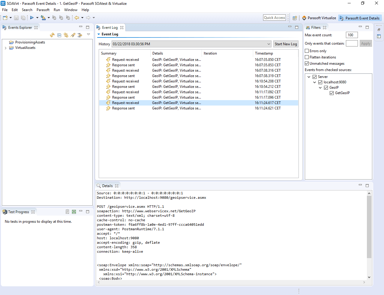 Virtual asset traffic log