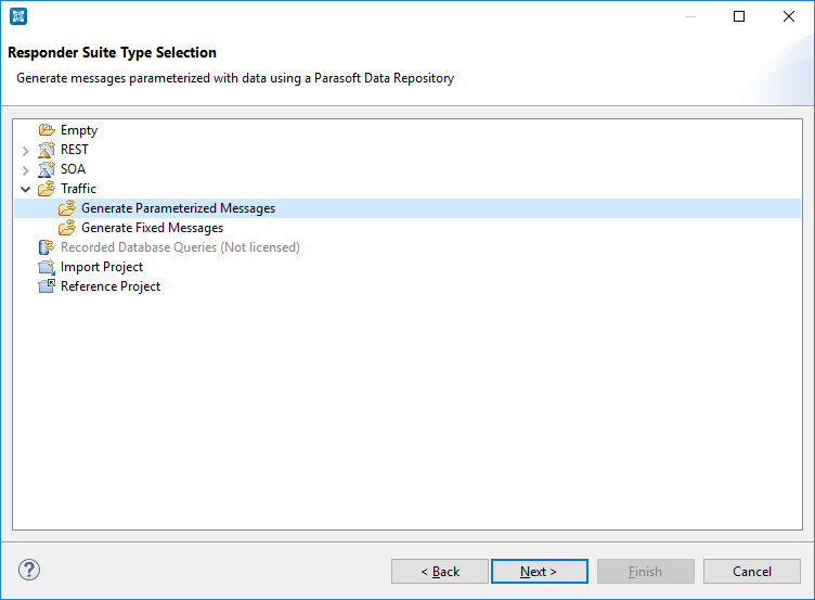 Generating parametrized message from recorded traffic wizard