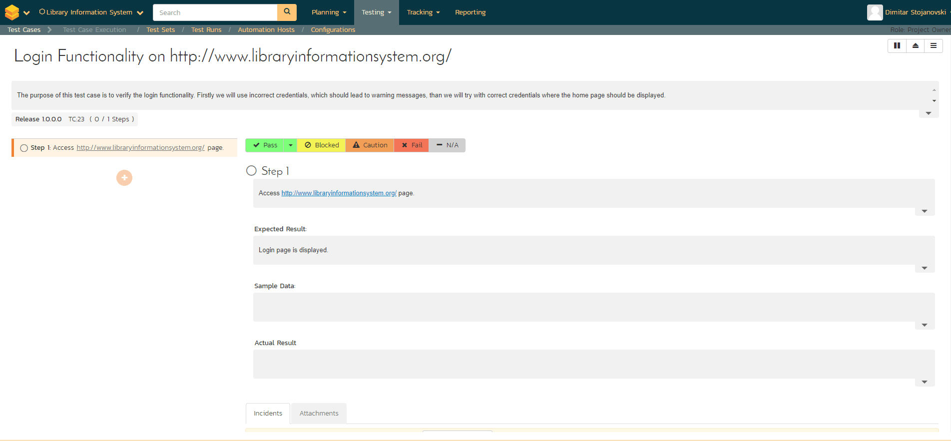 Write/Edit test steps in Exploratory Test execution form