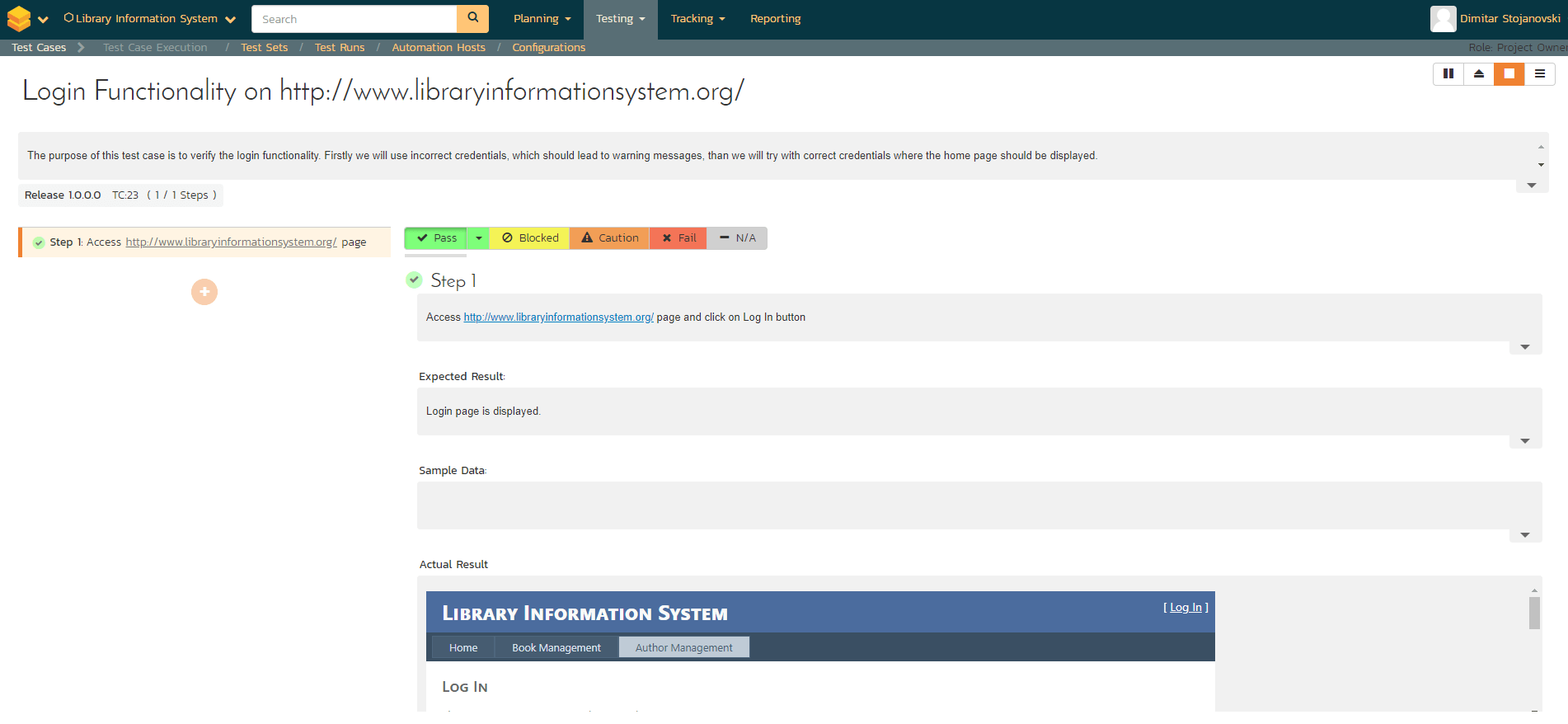 Screenshot as Actual Result in Exploratory Test Case execution form