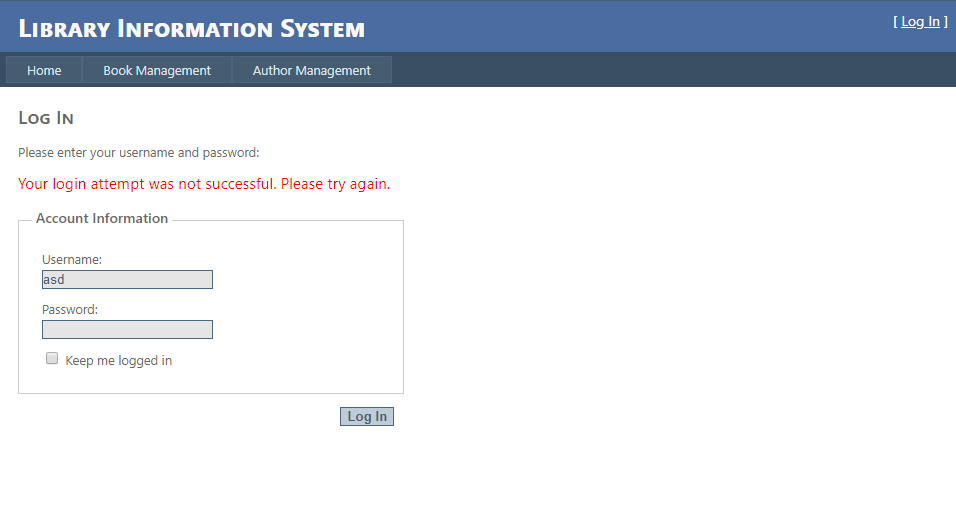 Executing the second step in our test - Login with invalid credentials