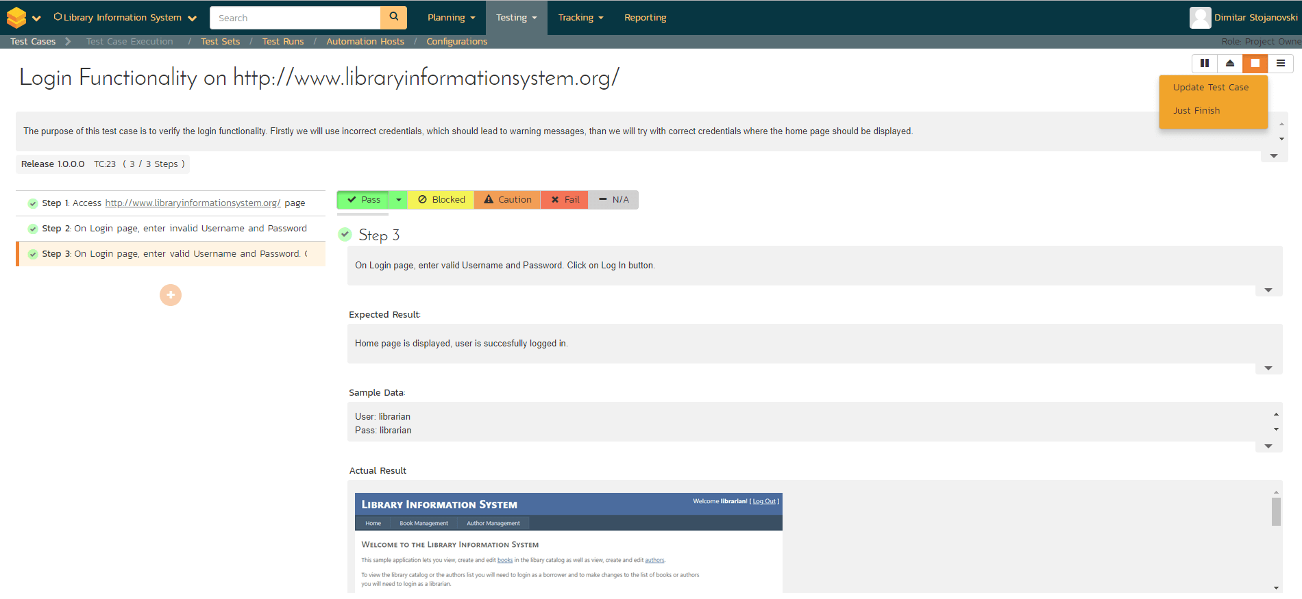 Finishing Exploratory Test Case