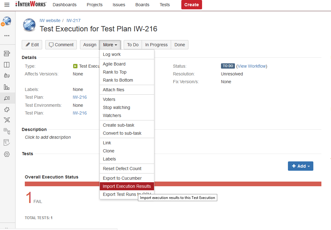 Import Cucumber.json file with test results in Test Execution