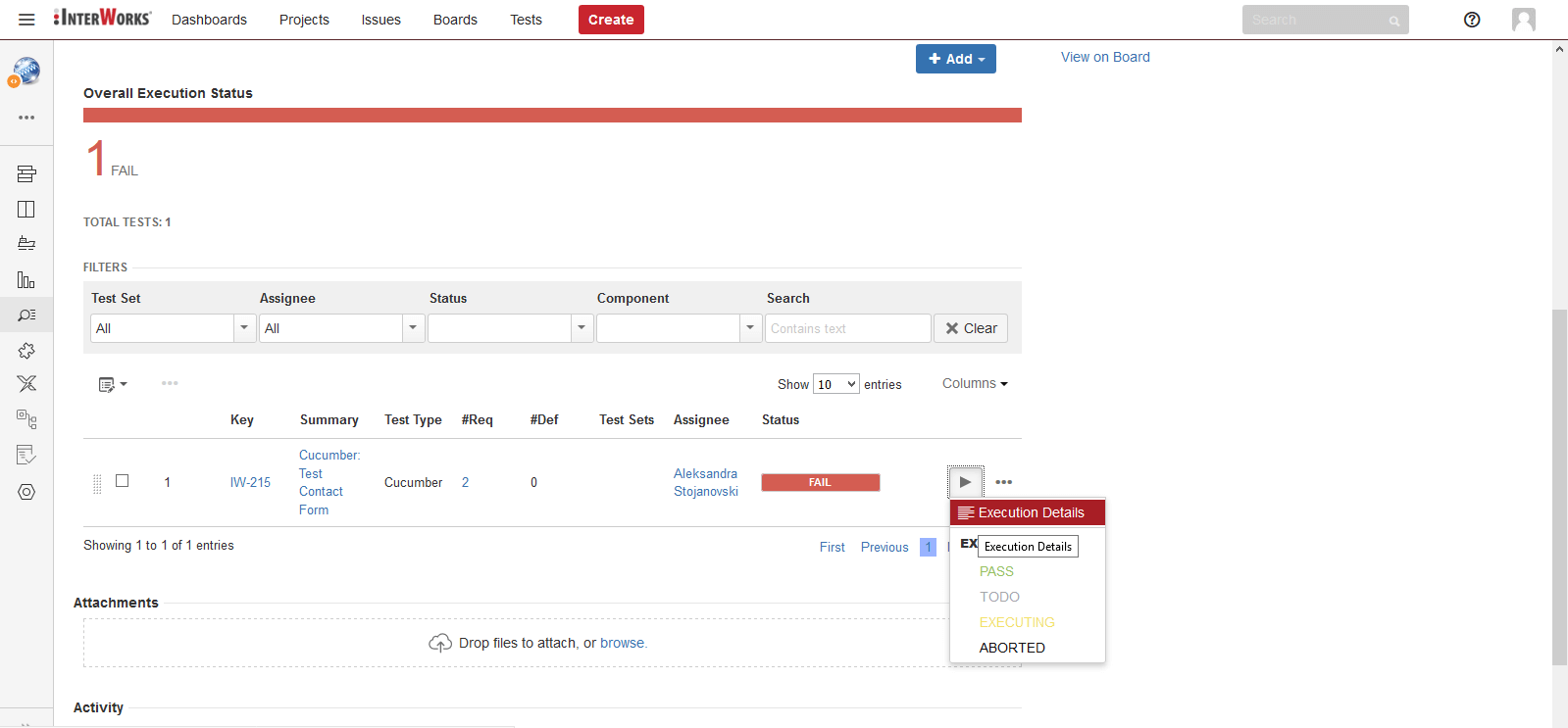 Updated Test status after importing .json with test results