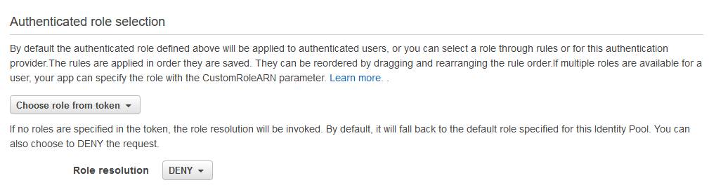 Authenticated role selection, Amazon Cognito and API Gateway AWS IAM Authorization