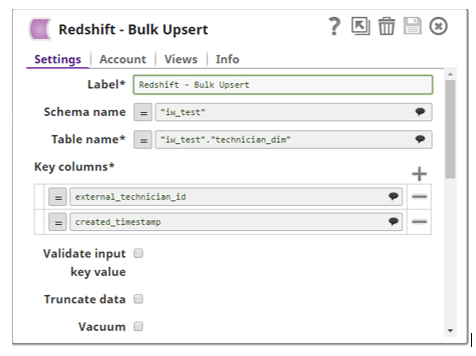 Specifying key columns, consisted of a combination of natural key and start date field