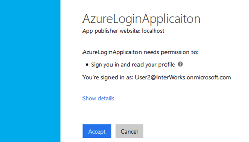 Log in into Azure Application